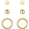 BONNYBIRD® Set Orecchini Donna Oro Acciaio Chirurgico Inossidabile Inox Anallergici Ipoallergici Senza Nichel Free Piccoli Gioielli Impermeabile Placcati Placcato