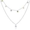 WANDA PLATA Collana Girocollo Doppia Stella e Zirconi in Argento 925 Placcato Oro, per Giovane Donna, Ragazza con Catena Regolabile in Confezione Regalo