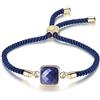 COAI Bracciale da Donna con Amuleto Squadrato in Lapislazzuli Sfaccettato, Bracciale Regolabile con Laccio Blu in Nylon Arrotolato a Spirale e Chiusura Amuleto Albero della Vita