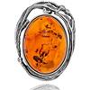 Copal Spilla Da Donna In Argento Sterling Con Ambra Ovale In Design Artistico