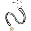 COAI Collana 108 Perle Mala con Amuleto Albero della Vita, Collana Regolabile in Ossidiana e Azzurrite