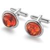 STERLL Gemelli Da Uomo In Argento Sterling 925 Con Ambra Confezioni Raffinate