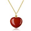 COAI Collana Lunga da Donna Regolabile con Ciondolo Cuore in Diaspro Rosso