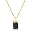 COAI Collana in Acciaio Inox Placcato Oro con Pendente in Tormalina Nera Grezza Non Lavorata, 50cm