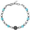 GAVU Bracciale di Pietre Dure Turchese Pepite e Perline di Acciaio Inox con Charm Croce da Uomo
