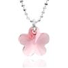 butterfly Collana per bambini da ragazza, in vero argento, con cristalli Swarovski, con ciondolo a forma di fiore, colore blu chiaro, regolabile, in confezione ecologica