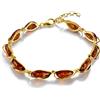 Copal Bracciale Da Donna Con Ambra Naturale In Argento 925 Dorato