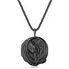 COAI Collana da Uomo in Acciaio Inox con Pendente Corvo di Pietra Naturale Ossidiana Nera 50cm