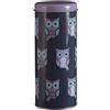 Premier Housewares 507309 Happy Owls - Barattolo in Latta, Blu, 8 x 8 x 18 cm