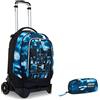 Seven S.p.a. Trolley Scuola JACK SEVEN 2 RUOTE - DIP & SKY, Blu + Portapenne Scuola Bustina, Blu