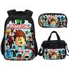 MATU Zaino per bambini Roblox con borsa termica per il pranzo, astuccio per la scuola Blu Blu