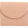 DUDU Mini Portafoglio Donna Slim in Vera Pelle con Portamonete Zip, Chiusura a Bottone, Portafogli Colorato Compatto Rosa cipria