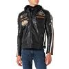 URBAN 5884 Giacca Moto Uomo in Pelle con Protezioni Per Schiena, Spalle e Gomiti Omologate CE | Nero | 5XL