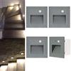 Arotelicht 4Pcs Segnapasso LED 3W con Sensore Movimento, Bianco caldo 3000K Faretto da incasso per scale,IP65,segnapassi Luce scale, Grigio,per giardino viale gradini