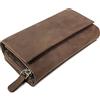 ROYALZ portafoglio vera pelle donna portamoneta grande capiente porta carte credito 18 scomparti bloccaggio protezione RFID etui lungo, Colore:Montana marrone