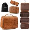 Elviros Borsa Toilette Uomo 3 in 1 Impermeabile con Scomparti PVC - Borsa da Viaggio per Uomo con Organizer Modulare, 28x22x10cm per Palestra, Business, Viaggi Lunghi (marrone)