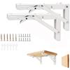 Vebetter 300mm Staffa Pieghevole, 2Pcs Mensola Pieghevole, Staffe Mensole Pesanti, Supporto Da Parete In Metallo Bianco, Per Garage, Cucina, Camera Da Letto,Supporto Tavolo Staffe Carico 70KG
