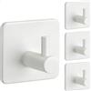 TINIFO Ganci Adesivi Ganci Appendiabiti Bagno Inox Senza Appendiabiti da Parete Acciaio Foratura per Bagno e Cucina (Quadrato Bianco-4)