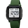 BIEWO Orologio da uomo, quadrato, luminoso, impermeabile, in acciaio inox, elettronico, per studenti e adulti, Verde-w, Moderno