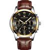 RORIOS Orologio da Uomo Orologio Luminosi Orologio Analogico al Quarzo con Cinturino in Pelle Calendario Orologi da Polso per Uomo