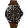 Walter Mitt Royal Marine Vintage Acciaio Automatico Nero Pelle Marrone Orologio Unisex