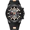 RORIOS Orologio Uomo Luminoso Analogico Quarzo Orologi con Cinturino in Silicone Elegante Cronografo Orologio da Polso per Uomo