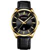 Curren 8365 - Orologio da polso da uomo, con cinturino in pelle nera, stile casual, al quarzo, colore: oro