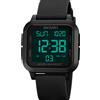 BIEWO Orologio da uomo, quadrato, luminoso, impermeabile, in acciaio inox, elettronico, per studenti e adulti, Nero-b, Moderno