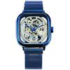 Haonb Orologi Da Polso,Orologio Automatico Quadrato Vuoto Casual, Blu