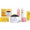 Mylee Kit Completo per Ceretta, con Scaldacera, Strisce depilatorie, Spatole e Lozione Pre e Post Depilazione (Kit con Cera alla Rosa)