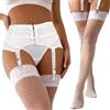 ohyeahlady Reggicalze e Calze Completo Taglie Forti Reggicalze donna Curvy con 6 clip Calze hard collant super resistenti Cinghie Elastiche Guepiere Lingeria intimo con Perizoma(Bianco,XL-XXL)