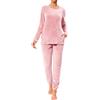 Wayleb Completo Donna Invernale in Velluto Pigiama Due Pezzi con Girocollo Manica Lunga e Pantaloni Caldi, Loungewear Autunno Inverno, Rosso Vino -B, L