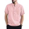 Loalirando Camicia da Uomo Manica Corta Camicia Uomo Slim Fit in Cotone Lino Magliette Estivo Uomo Elegante Casual (M-3XL) (Rosa, S)
