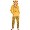 Disney Pigiama Donna Invernale Pile Stitch Minnie Minou Simba Winnie The Pooh (L, Giallo Simba)