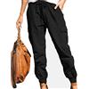 Cocoarm Pantaloni da Donna Pantaloni Cargo Multi Tasche Pantaloni Cargo Elastico in Vita Elegante Pantaloni Casual Semplici Pantaloni Larghi da Yoga Pantaloni da Jogging Pantaloni Sportivi(m-Nero)