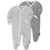 LaLoona baby bedding LaLoona Set Pigiama Bambino - 2 Pigiami Neonato con Piedini, 100% Cotone, Privo di Sostanze Nocive - Pigiama Bambina Testato OekoTex - Grigio Pois (62/68)