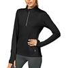 icyzone Maglia Running da Donna Manica Lunga 1/4 Zip Felpa Trekking Donna con Colletto Felpa Maglietta Corsa Fitness (XL,Nero)