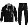 GUBA® HNL Projection - Set con pantaloni sportivi e felpa con cappuccio da uomo, pantaloni da jogging/corsa, completo per la palestra, tuta per bodybuilding, Nero grigio, XL