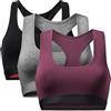 DANISH ENDURANCE Reggiseno Donna in Cotone Biologico - Intimo Morbido e Traspirante, Reggiseni Comodi da 1 o 3 Pezzi, 3X Multicolore (1x Grigio Scuro, 1x Nero, 1x Rosso Vinaccia), XL