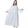 BEAUTELICATE Camicia da Notte Donna in Cotone Maniche Lunghe Camicia da Notte Vittoriano Lungo Pigiami Vintage Principessa Sleepwear Estivo (Avorio - Maniche Svasate,L)