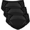 Neione Mutande Ciclo Mestruale Donna Slip Mestruali Mutandine Post Parto Hipster in Pizzo Pacco da 3 Nero S