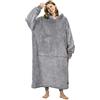 Kato Tirrinia Coperta con Cappuccio Regalo, Felpa Oversize Sherpa, Felpa Coperta Gigante con Ampia Tasca Frontale, Coperta con Maniche, Maglione Coperta per Adulti, Uomini, Donna, Fidanzata, Moglie
