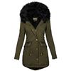 Kobilee Cappotto invernale da donna, lungo, caldo, foderato con pelliccia, elegante, verde, rosso, nero, autunno, inverno, caldo, parka, giacca invernale, Verde militare, XL