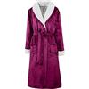 Generic Accappatoio da donna in pile per la casa invernale caldo abiti da donna soffice peluche vestaglia da donna morbida flanella vestaglia da donna a lunghezza intera, 0b-rosa caldo, 4X-Large