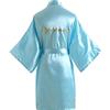YAOMEI Donna Sposa Kimono Vestaglia Pigiama Sleepwear, di Seta Raso Luccichio Colore Puro Robe Accappatoio Damigella d'Onore Pigiama (Busto: 126 cm, per S a 2XL, Azzurro - Damigella d'Onore)