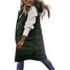 Kobilee Gilet Donna Lungo Smanicato Cotone Senza Maniche Caldo Trapuntato Elegante Lavoro Piumino Smanicato Giubbotto Smanicato Invernale Imbottita con Cappuccio Leggero Giacca Gilet