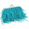 MOISTRI Donne Borsa di piume di struzzo Borsa tote Borsa di piume soffici Borsa di piume Frangia Pochette Borsa da sera per partito ballo Blu pavone