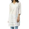 Generic TFGO Bianco Net Ricamo Donne Chikankari Cotone Dritto Lunghezza Del Ginocchio Kurta, Bianco Abito Estivo Uk, bianco, XL