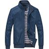 FTCayanz Uomo Giacca Casuale Cappotti Trench Zipper Cappotto Slim Fit Blu XL