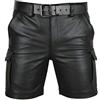 Keepmore Pantaloni in Pelle da Uomo Tasche Laterali alla Moda Pantaloncini Cargo Pantaloncini in Ecopelle